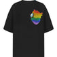 T-shirt with handmade LGBTQIA+ heart embroidery